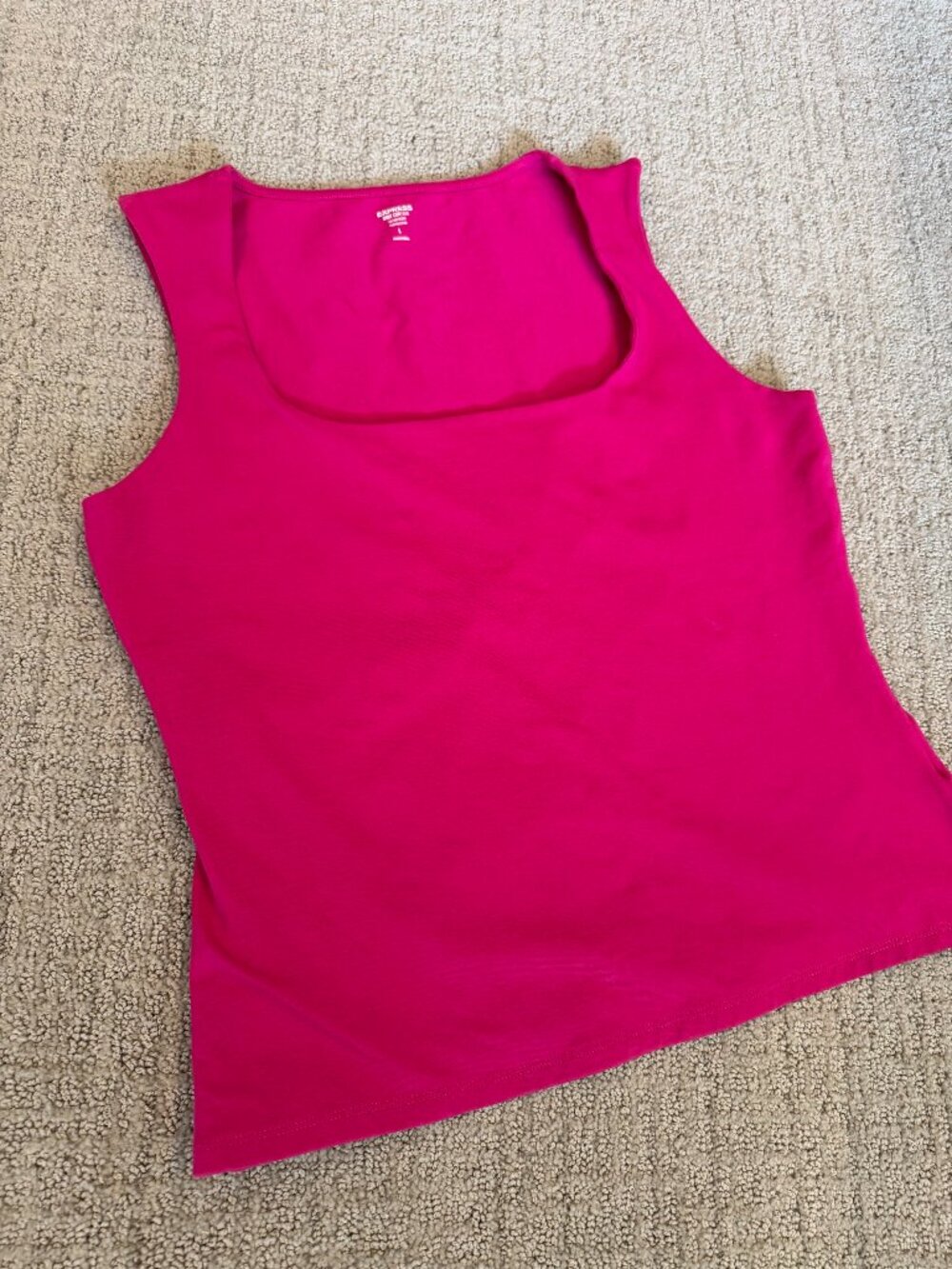EXPRESS Body Contour Stretch Cotton Square Neck Tank - SIZE Large